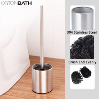ORTONBATH™ Stainless Steel 14.75in. H Free Standing Toilet Brush and Holder OTBH485