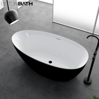 ORTONBATH™ Acrylic Freestanding Contemporary Soaking Bathtub with overflow white  OTBOS003