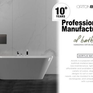 ORTONBATH™ Acrylic Freestanding Contemporary Soaking Bathtub with overflow white  OTCA1300