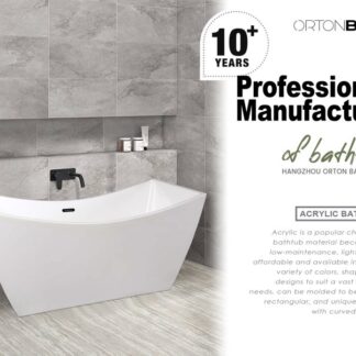 ORTONBATH™ Acrylic Freestanding Contemporary Soaking Bathtub with overflow white  OTCA1690