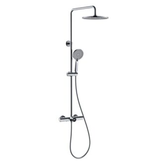ORTONBATH™ Thermostatic Shower System, 8 Inch Rain Shower Head Faucet Set with Adjustable Slide Bar and Shower Vlave, Chrome OTDS1302