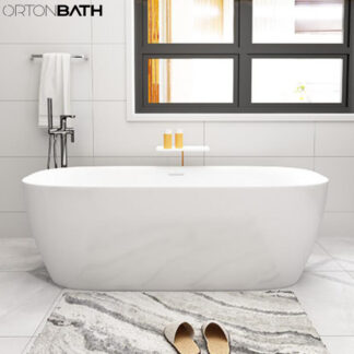 ORTONBATH™ Acrylic Freestanding Contemporary Soaking Bathtub with overflow white  OTPAR001