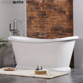 ORTONBATH™ Acrylic Freestanding Contemporary Soaking Bathtub with overflow white  OTREG001