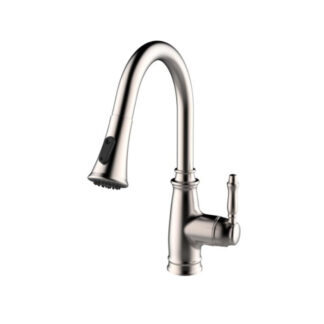 ORTONBATH™ Kitchen Faucets Commercial Solid Brass Single Handle Single Lever Pull Down Sprayer Spring Kitchen Sink Faucet Brushed Nickel  OTSK1161U