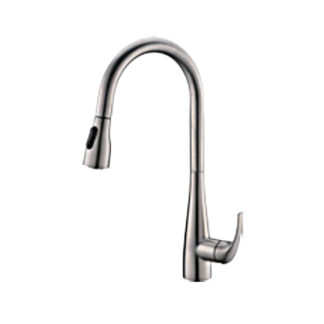 ORTONBATH™ Kitchen Faucets Commercial Solid Brass Single Handle Single Lever Pull Down Sprayer Spring Kitchen Sink Faucet Brushed Nickel  OTSK8028