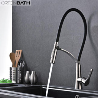 ORTONBATH™ Kitchen Faucets Commercial Solid Brass Single Handle Single Lever Pull Down Sprayer Spring Kitchen Sink Faucet Brushed Nickel  OTSK8036