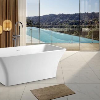 ORTONBATH™ Acrylic Freestanding Contemporary Soaking Bathtub with overflow white  OT1842