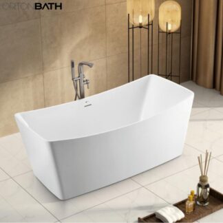 ORTONBATH™ Acrylic Freestanding Contemporary Soaking Bathtub with overflow white  OT1848