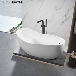 ORTONBATH™ Acrylic Freestanding Contemporary Soaking Bathtub with overflow white  OT1851