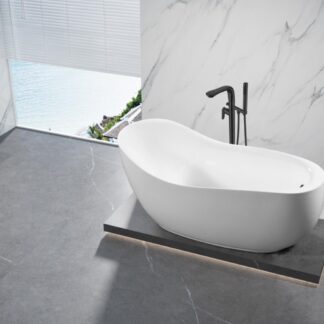 ORTONBATH™ Acrylic Freestanding Contemporary Soaking Bathtub with overflow white  OT1851