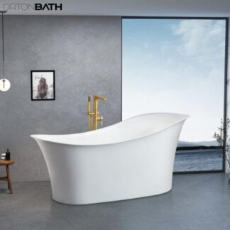 ORTONBATH™ Acrylic Freestanding Contemporary Soaking Bathtub with overflow white  OT1860