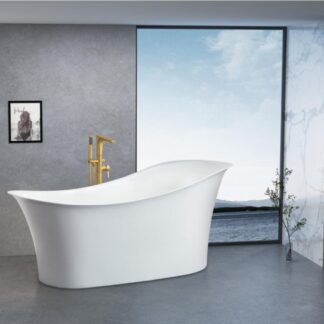 ORTONBATH™ Acrylic Freestanding Contemporary Soaking Bathtub with overflow white  OT1860