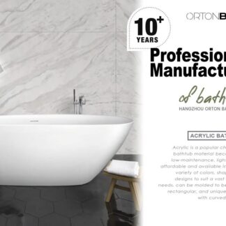 ORTONBATH™ Acrylic Freestanding Contemporary Soaking Bathtub with overflow white  OT1862