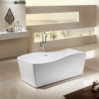 ORTONBATH™ Acrylic Freestanding Contemporary Soaking Bathtub with overflow white  OT1873