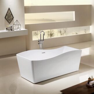 ORTONBATH™ Acrylic Freestanding Contemporary Soaking Bathtub with overflow white  OT1873