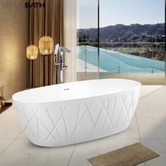 ORTONBATH™ Acrylic Freestanding Contemporary Soaking Bathtub with overflow white  OT1877