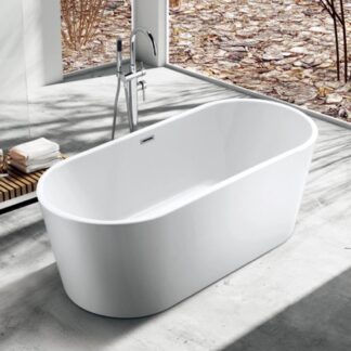 ORTONBATH™ Acrylic Freestanding Contemporary Soaking Bathtub with overflow white OT1891