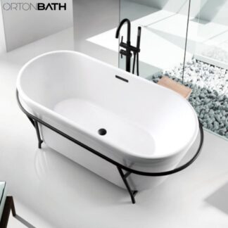 ORTONBATH™ Acrylic Freestanding Contemporary Soaking Bathtub with overflow white OT1891B