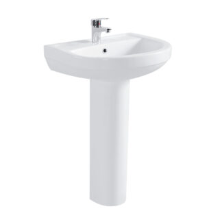 ORTONBATH™  Cheap Europe D shape Bowl Middle East Bathroom Ceramic Floor Standing Pedestal Vanity Wash Basin Price