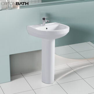 ORTONBATH™  Classic Africa UK Rectangular Large Bowl Middle East Bathroom Ceramic Floor Standing Pedestal Vanity Wash Basin OTON0013