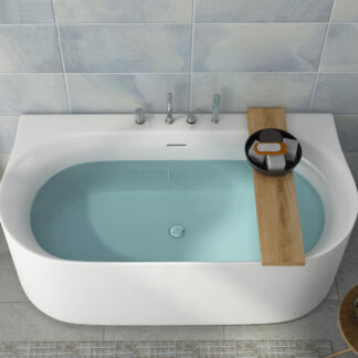 ORTONBATH™ Acrylic Freestanding Contemporary Soaking Bathtub with overflow white  OTVEN001