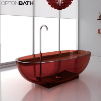 ORTONBATH™ Freestanding Soaking transparent Resin Bathtub   OTRE65102