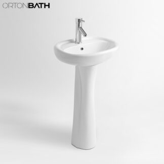 ORTONBATH™  Latin America single faucet holes full pedestal Bathroom Ceramic Floor Standing Pedestal Vanity Wash Basin Price