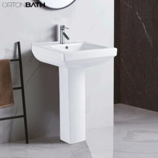 ORTONBATH™  Middle East Rectangular Bowl Bathroom Ceramic Floor Standing Full Pedestal Vanity Wash Basin Price f