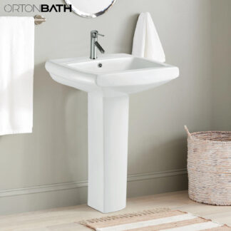 ORTONBATH™ Rectangle slim Bowl Middle East Bathroom Ceramic Floor Standing Full Pedestal Vanity Wash Basin