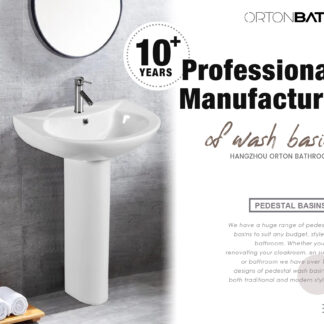 ORTONBATH™ Africa Latin America classic full pedestal Bathroom Ceramic Floor Standing Pedestal Vanity Wash Basin