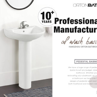 ORTONBATH™ Moon Shape bowl full pedestal Bathroom Ceramic Floor Standing Pedestal Vanity Wash Basin Price