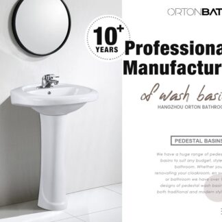 ORTONBATH™ cheap space saving hair wash basin Middle East Bathroom Ceramic Floor Standing Pedestal Vanity Wash Basin