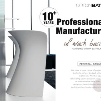 ORTONBATH™ High end designer Floor Mount pedestal basin dubai Bathroom Ceramic Floor Standing Pedestal Vanity Wash Basin