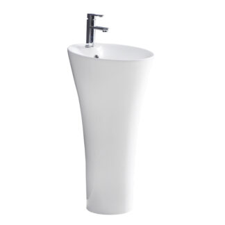 ORTONBATH™ Art Round Bowl Middle East Bathroom Ceramic Floor Standing Pedestal Vanity Wash Basin with single tap hole