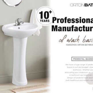 ORTONBATH™ Classic Africa Latin America Round Bowl Middle East Bathroom Ceramic Floor Standing Pedestal Vanity Wash Basin Price
