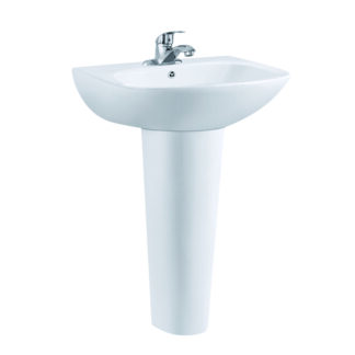 ORTONBATH™ Classic D Shape Bowl Middle East Bathroom Ceramic Floor Standing Full Pedestal Vanity Wash Basin