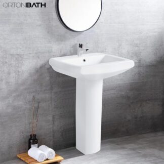 ORTONBATH™ Classic Africa Latin America Europe Rectangular Bathroom Ceramic Floor Standing Pedestal Vanity Salon Wash Basin OTON137