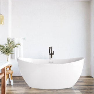 ORTONBATH™ Acrylic Freestanding Contemporary Soaking Bathtub with overflow white  OTSK1500-1700