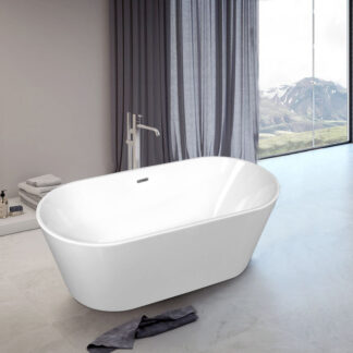ORTONBATH™ Acrylic Freestanding Contemporary Soaking Bathtub with overflow white  OTSK1500