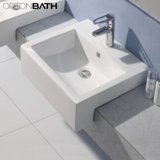 ORTONBATH™ Ceramic Art Square hair hand Salon marble designer semi-recessed wash basins hand basin ceramic with vanity