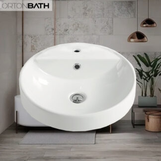 ORTONBATH™ Hotel Bathroom Washbasin White Hand Wash Basin Semi Recessed Ceramic Vanity Countertop Sink Basin OTM7067A