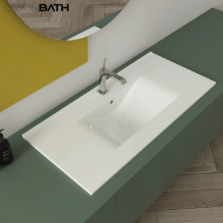 ORTONBATH™ Drop In thin edge Bathroom Cabinet Single bowl Small Bathroom Resin Gel coat Artificial Stone Hand Vanity Wash Basin