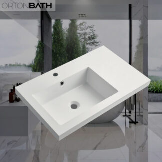 ORTONBATH™ Middle Edge Rectangular Cabinet Countertop Single bowl Bathroom Resin Gel coat Artificial Stone Hand Vanity Wash Basin