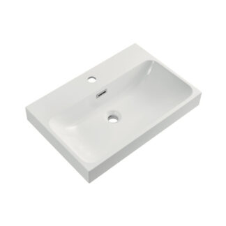 ORTONBATH™ 600mm White Middle thin Edge Cabinet Countertop Single bowl Bathroom Resin Artificial Stone Hand Vanity Wash Basin