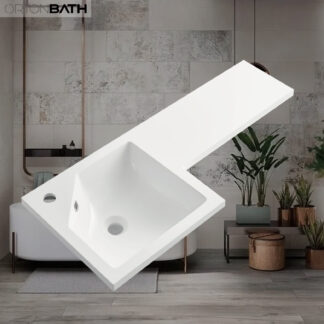 ORTONBATH™ Designer shaped thin Edge Cabinet Countertop Single bowl Bathroom Resin Artificial Stone Hand Vanity Wash Basin
