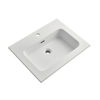 ORTONBATH™ Big bowl White thin Edge Cabinet Countertop Single bowl Bathroom Resin Artificial Stone Hand Vanity Wash Basin