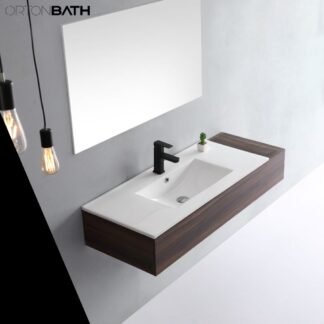 ORTONBATH™ Economical Double bowl Thin Edge Table top Cabinet Countertop Bathroom Ceramic Hand Embedded Vanity Wash Basin