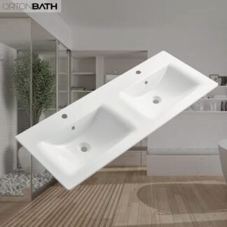 ORTONBATH™ Middle East thin edge Bathroom Cabinet Double bowl Bathroom Resin Gel coat Artificial Stone Hand Vanity Wash Basin