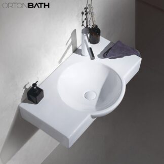 ORTONBATH™ Hot Selling Modern Hotel Rectangle inside round Basin Vanity Washbasin Sink Wash Basin Wall Hung Bathroom Basin OTCD01