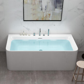 ORTONBATH™ Acrylic Freestanding Contemporary Soaking Bathtub with overflow white  OTBAR001